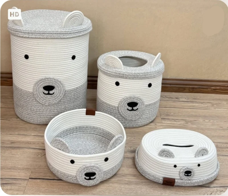 سبد قیطانی طرح ساده خرس طوسی